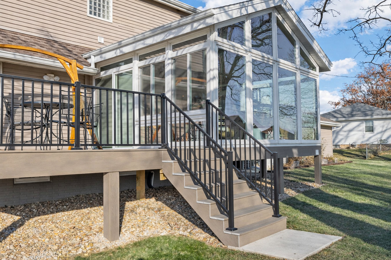 Deck-to-sunroom conversion